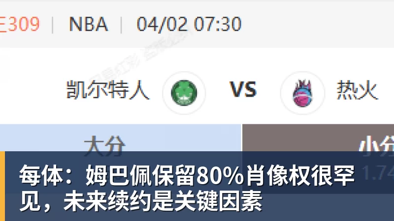 每体：姆巴佩保留80%肖像权很罕见，未来续约是关键因素